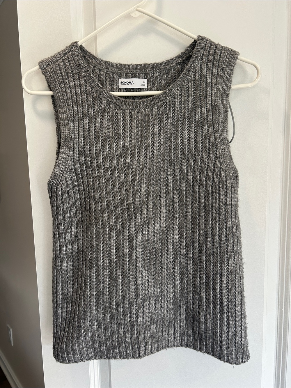 Sonoma Gray Ribbed Sleeveless Crewneck Sweater Vest